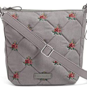 Used Vera Bradley Denim Gray with pink flowers purse and matching wallet